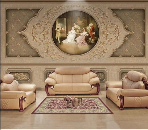 Image of European Retro Classical Decorative Panel Wallpaper Mural, Custom Sizes Available