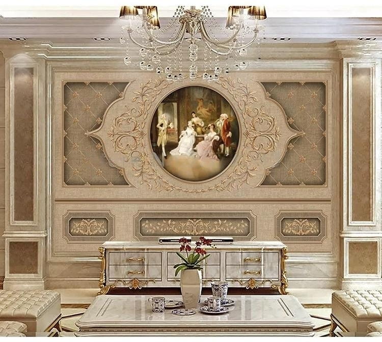 European Retro Classical Decorative Panel Wallpaper Mural, Custom Sizes Available