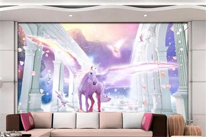 Enchanting Winged Unicorn Fantasy Art Wallpaper Mural, Custom Sizes Available
