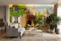 Quaint French Village Wallpaper Mural, Custom Sizes Available