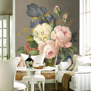 European Style 3D Stereo Flowers Oil Painting Photo Wallpaper Murals Living Room TV Sofa Hotel Entrance Backdrop Wall Decor 3 D Wall Murals Maughon's 