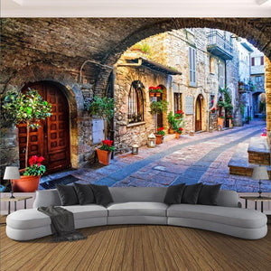 European Style City Street Wallpaper Mural, Custom Sizes Available Maughon's 