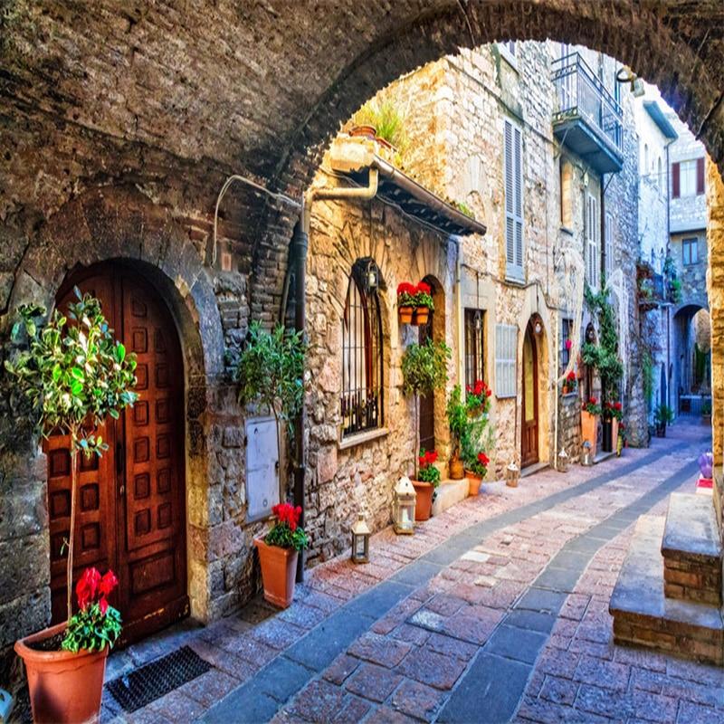 European Style City Street Wallpaper Mural, Custom Sizes Available Maughon's 