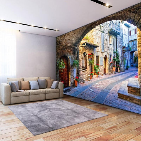Image of European Style City Street Wallpaper Mural, Custom Sizes Available Maughon's 