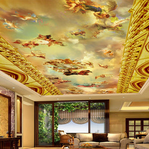 European Style Classical Oil Painting Ceiling Mural, Custom Sizes Available