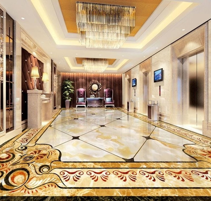European Style Rug Vinyl PVC Floor Mural, Self Adhesive, Custom Sizes Available