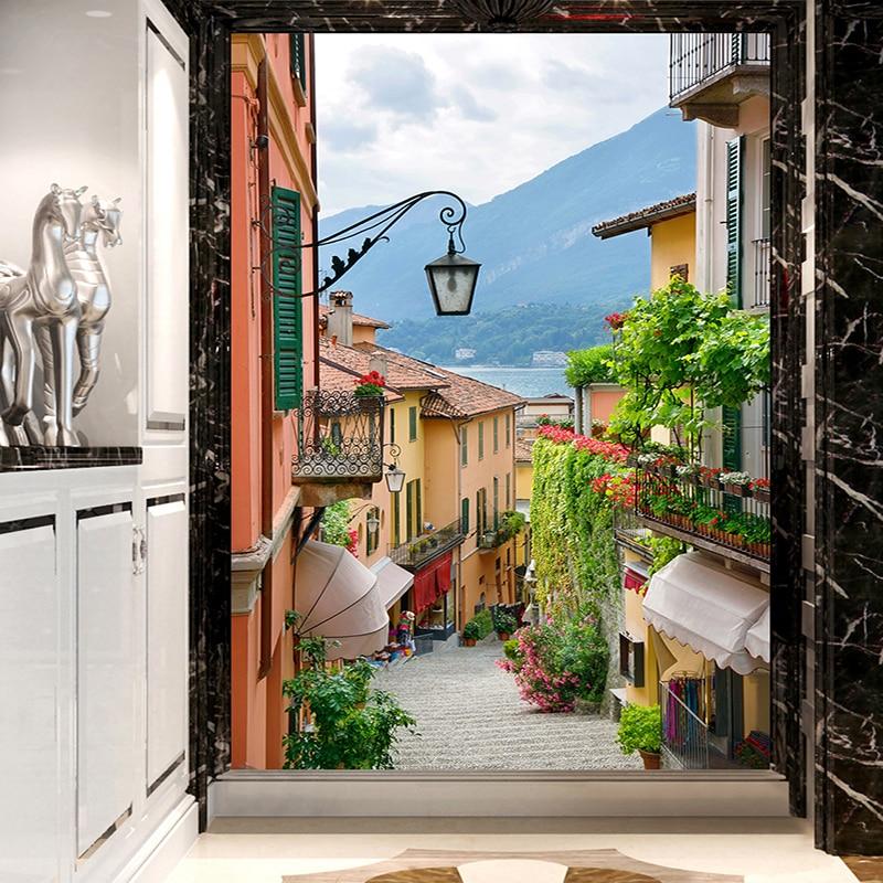 European Town Street View Wallpaper Mural, Custom Sizes Available Wall Murals Maughon's 
