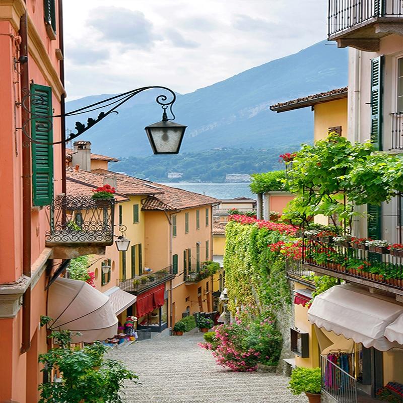 European Town Street View Wallpaper Mural, Custom Sizes Available Wall Murals Maughon's 