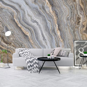 Exquisite Tan and Gray Veined Marble Wallpaper Mural, Custom Sizes Available