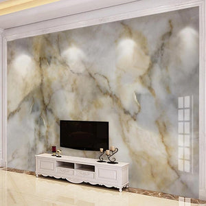 Exquisite Yellow  and Brown Marble Wallpaper Mural, Custom Sizes Available