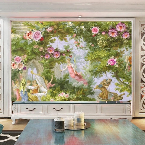 Image of Fairies and Roses Wallpaper Mural, Custom Sizes Available Wall Murals Maughon's 