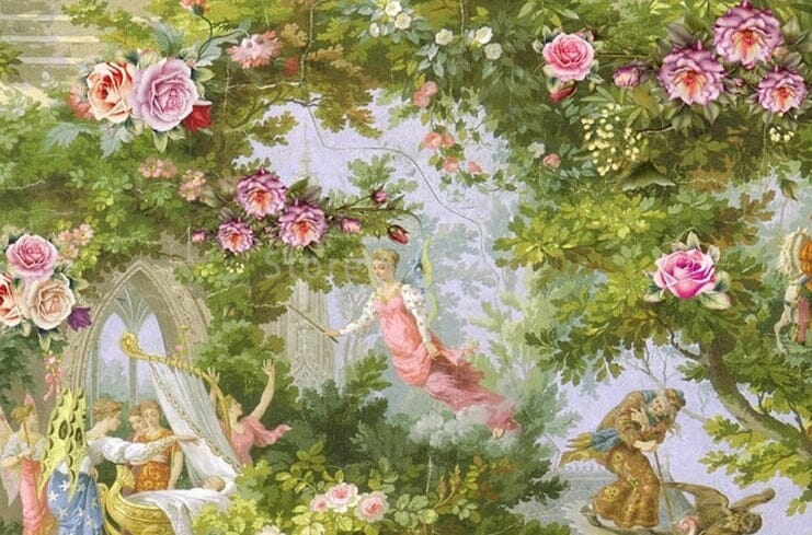 Fairies and Roses Wallpaper Mural, Custom Sizes Available Wall Murals Maughon's 