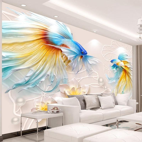 Fancy Colorful Fish Wallpaper Mural, Custom Sizes Available Maughon's 