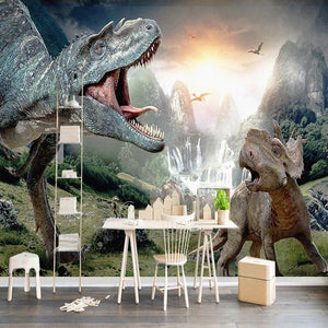 Realistic Dinosaur Fantasy Wallpaper Mural, Custom Sizes Available