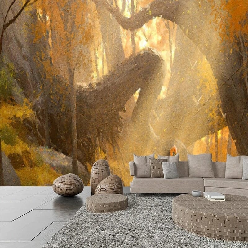 Fantasy Foggy Morning Forest Wallpaper Mural, Custom Sizes Available Wall Murals Maughon's Waterproof Canvas 