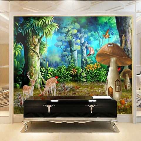 Image of Fantasy Mushroom Village Wallpaper Mural, Custom Sizes Available Wall Murals Maughon's 