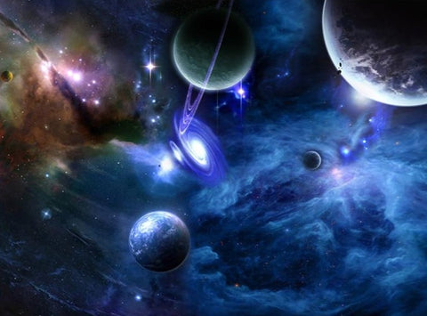 Image of Fantasy Planets and Stars Wallpaper Mural, Custom Sizes Available Household-Wallpaper Maughon's 