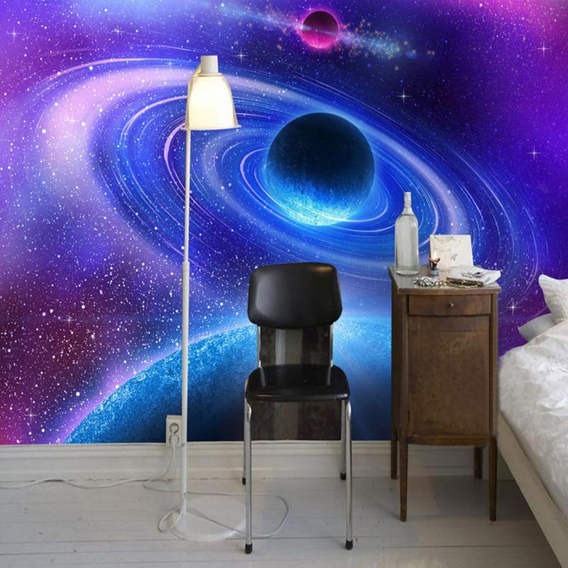 Fantasy Planets With Rings Wallpaper Mural, Custom Sizes Available Household-Wallpaper Maughon's 