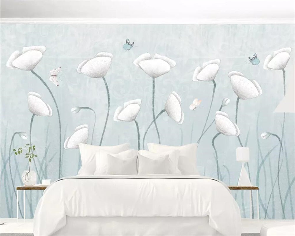 Flowers And Butterflies Botanical Wallpaper Mural, Custom Sizes Available Wall Murals Maughon's 