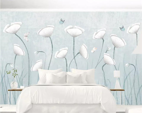 Image of Flowers And Butterflies Botanical Wallpaper Mural, Custom Sizes Available Wall Murals Maughon's 