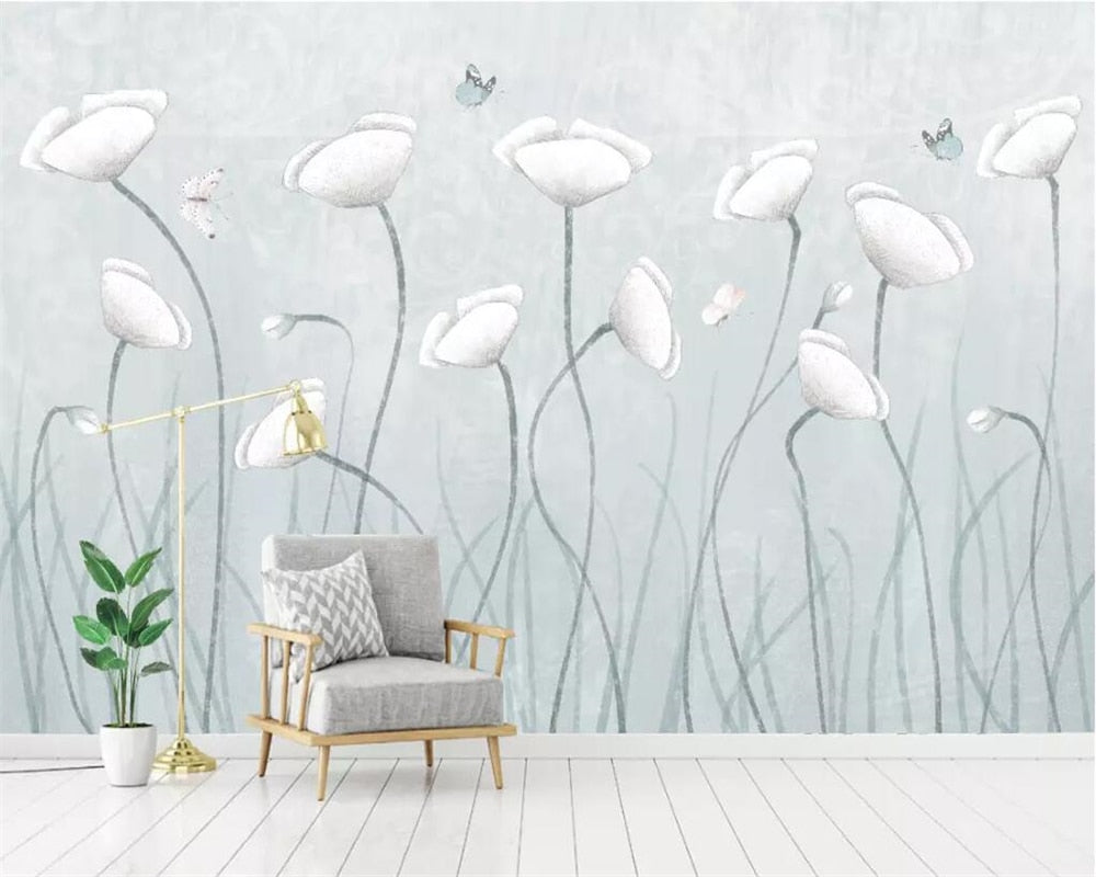 Flowers And Butterflies Botanical Wallpaper Mural, Custom Sizes Available Wall Murals Maughon's 