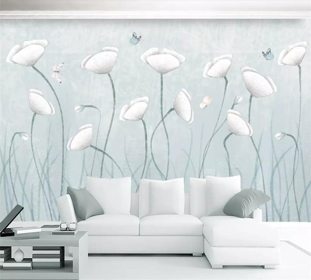 Flowers And Butterflies Botanical Wallpaper Mural, Custom Sizes Available Wall Murals Maughon's 