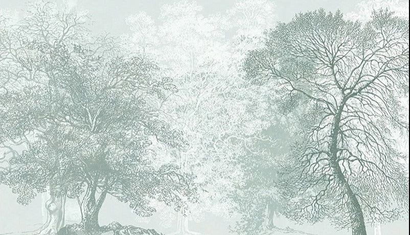 Foggy Outline of Trees Wallpaper Mural, Custom Sizes Available Wall Murals Maughon's 