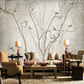 Foggy Trees and Birds Wallpaper Mural, Custom Sizes Available Wall Murals Maughon's 