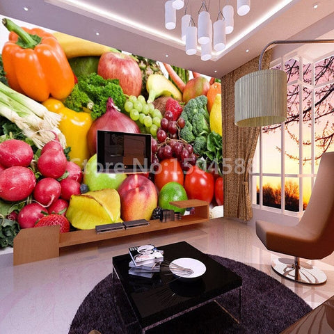 Image of Fresh Fruits and Vegetables Wallpaper Mural, 4 Styles To Choose From, Custom Sizes Available Wall Murals Maughon's D 1 ㎡ 