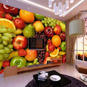 Mural de papel pintado de frutas y verduras frescas, 4 estilos para elegir, tamaños personalizados disponibles