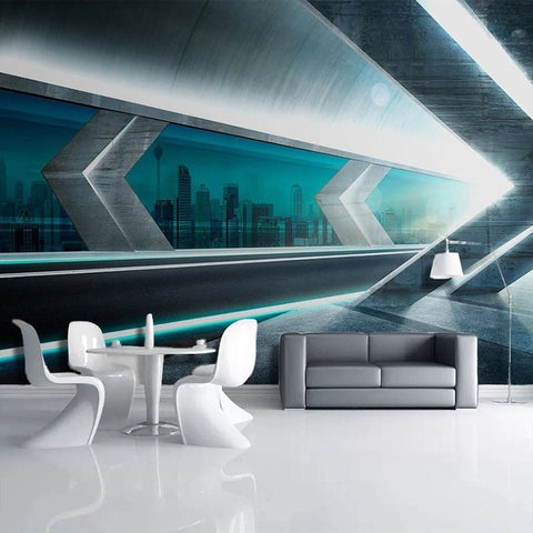 Image of Futuristic Fantasy Urban Highway Wallpaper Mural, Custom Sizes Available Wall Murals Maughon's 