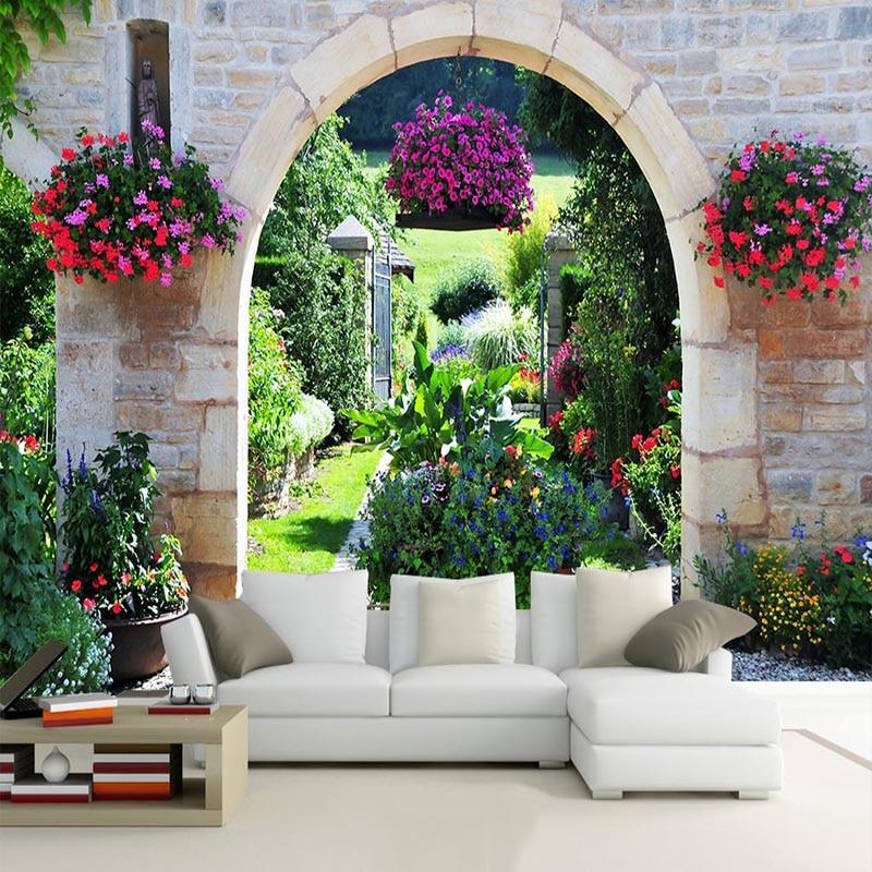 Garden Arches In Garden Wallpaper Mural, Custom Sizes Available Household-Wallpaper Maughon's 
