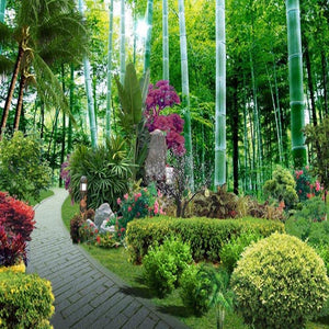Amazing Garden in a Bamboo Forest Wallpaper Mural, Custom Sizes Available