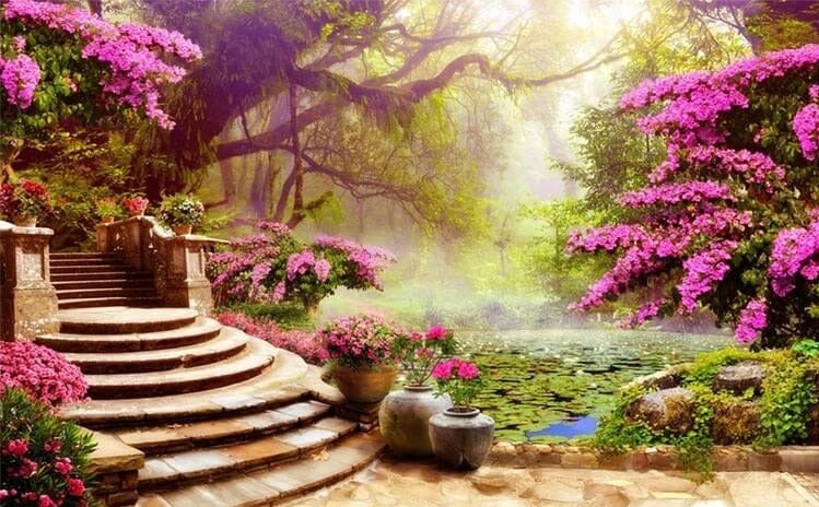 Garden Forest Landscape Wallpaper Mural, Custom Sizes Available Wall Murals Maughon's 