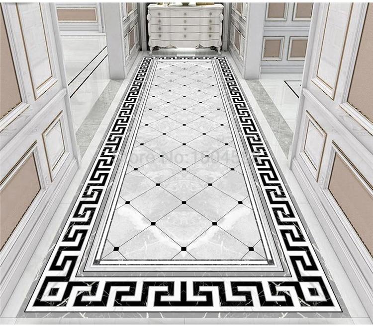 Geometric Black and White Rug Self Adhesive Floor Mural, Custom Sizes Available Household-Wallpaper-Floor Maughon's 