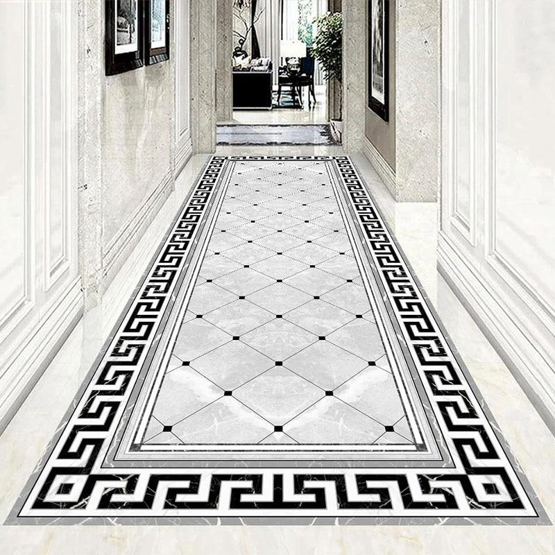 Geometric Black and White Rug Self Adhesive Floor Mural, Custom Sizes Available Household-Wallpaper-Floor Maughon's 