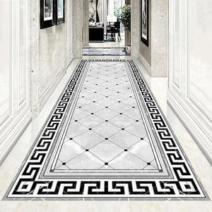 Geometric Black and White Rug Self Adhesive Floor Mural, Custom Sizes Available Household-Wallpaper-Floor Maughon's 