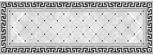 Geometric Black and White Rug-look, PVC Vinyl, Self Adhesive Floor Mural, Custom Sizes Available