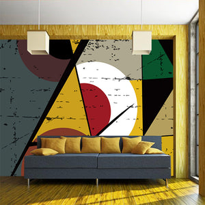 Multicolor Geometric Shapes Painting Wallpaper Mural, Custom Sizes Available