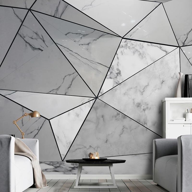 Geometric Grey Marble Wallpaper Mural, Custom Sizes Available Maughon's 