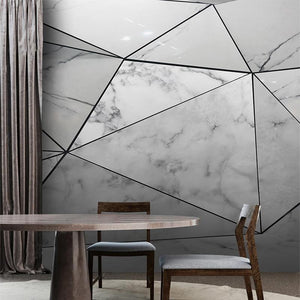 Geometric Grey Marble Wallpaper Mural, Custom Sizes Available