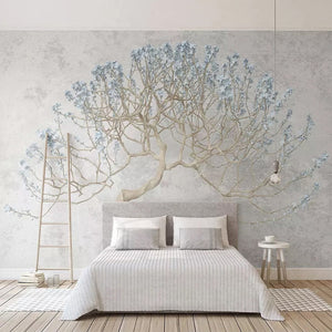 Gnarly Tree With Blue Flowers Wallpaper Mural, Custom Sizes Available Maughon's 