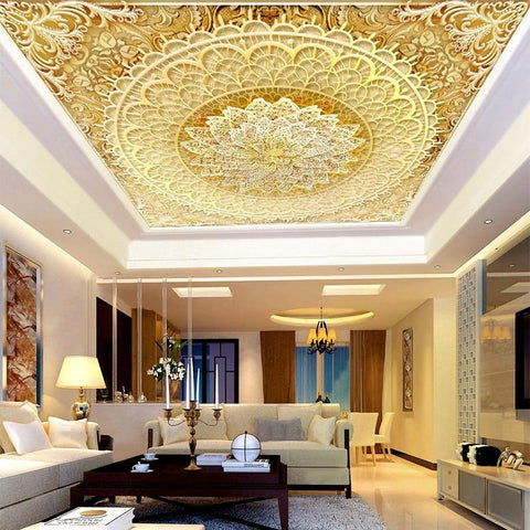 Image of Gold and Diamond Medallion Ceiling Mural, Custom Sizes Available Household-Wallpaper Maughon's 