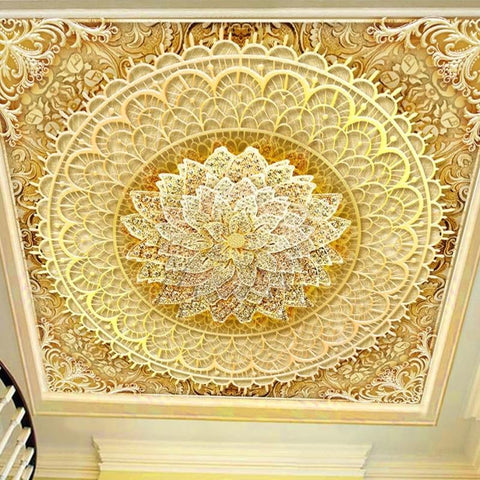 Image of Gold and Diamond Medallion Ceiling Mural, Custom Sizes Available Household-Wallpaper Maughon's 