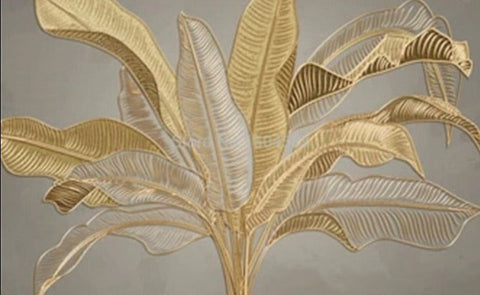 Image of Gold Banana Leaf Wallpaper Mural, Custom Sizes Available Wall Murals Maughon's 