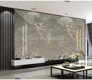 Gold Vein and Gray Marble Wallpaper Mural, Custom Sizes Available
