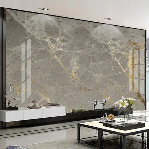 Image of Gold Vein and Gray Marble Wallpaper Mural, Custom Sizes Available Household-Wallpaper Maughon's 