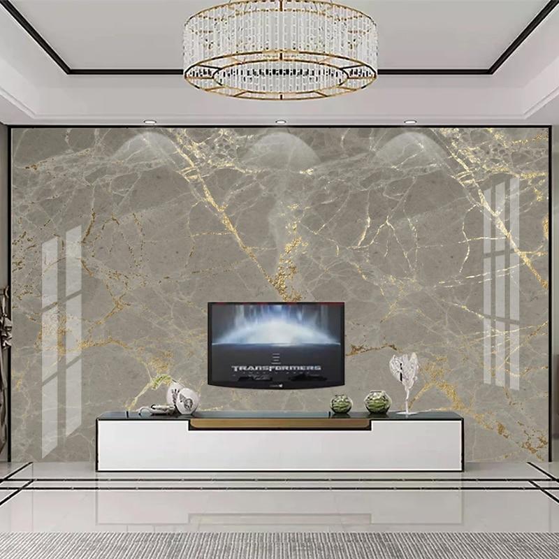 Gold Vein and Gray Marble Wallpaper Mural, Custom Sizes Available Household-Wallpaper Maughon's 