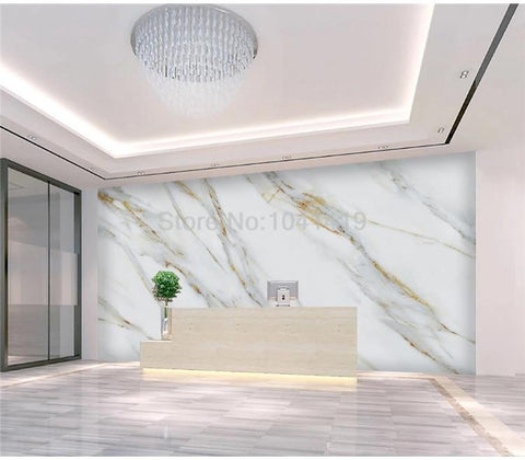 Image of Gold Veined White Marble Wallpaper Mural, Custom Sizes Available Wall Murals Maughon's 