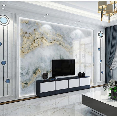 Image of Gold Veining in White/Gray Marble Wallpaper Mural, Custom Sizes Available Wall Murals Maughon's 
